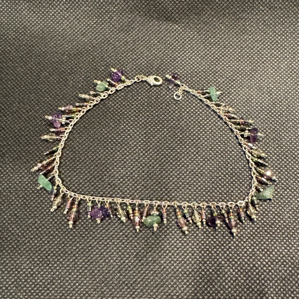 ANKLET 9.5” - Multicolor Gems on silver - GORGEOUS 😍